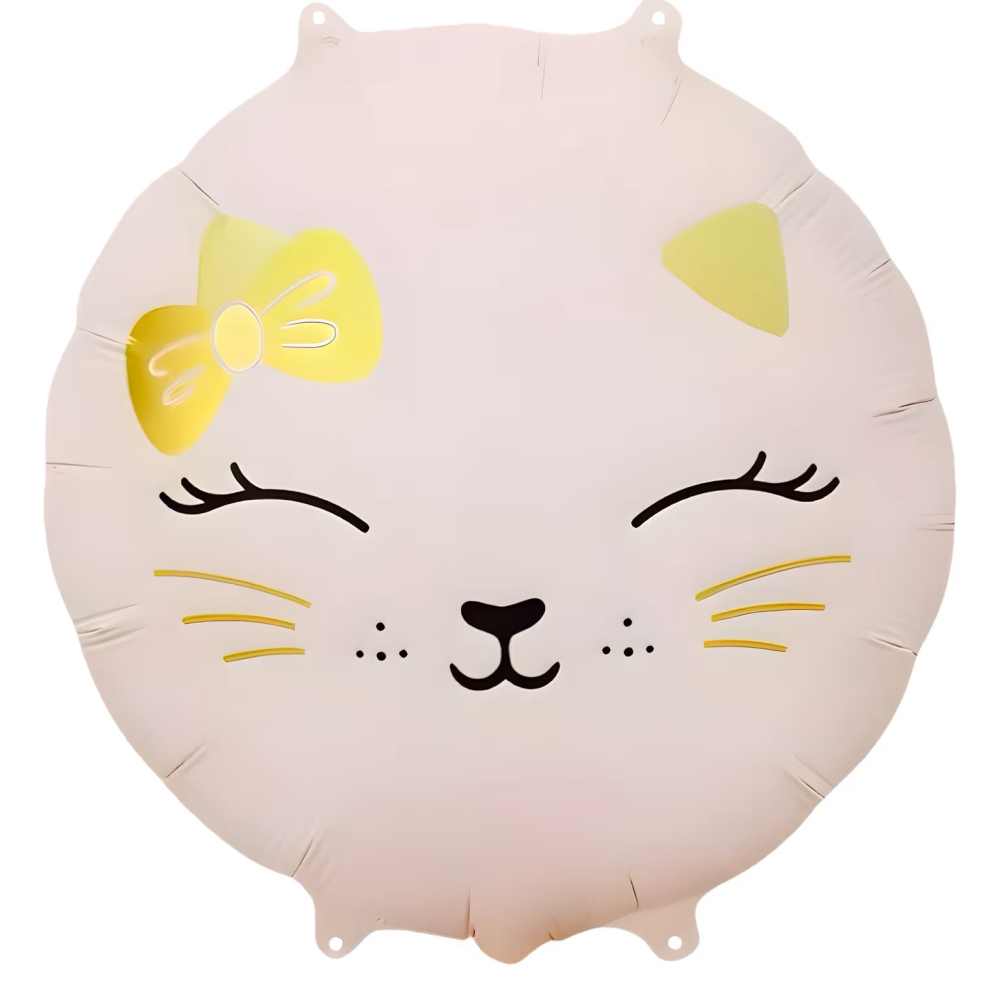Folyo Balon Yuvarlak Retro Pembe Kedi 18 İnç